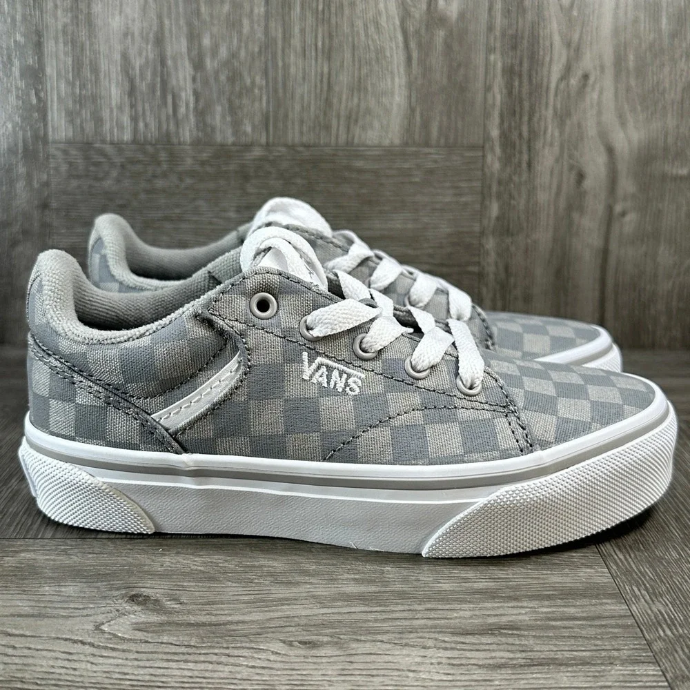 Vans Missy Sneakers‎ Size 1 Grey Checkerboard Canvas Low Top Skate Shoes NEW